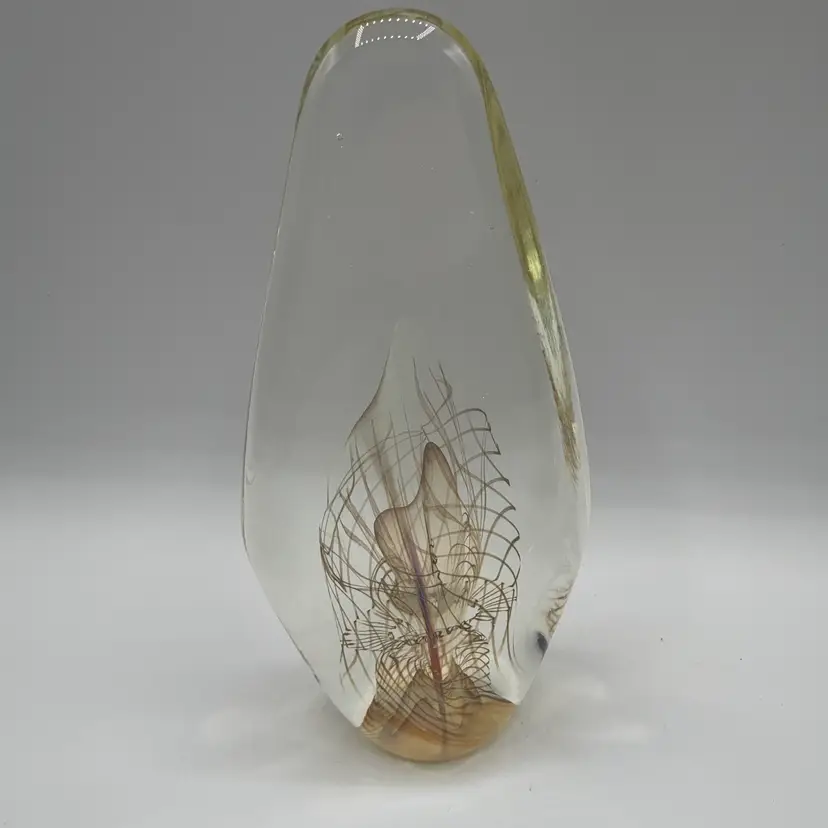 Bill Slade 1981 Glass Abstract Jellyfish Sculpture Paperweight