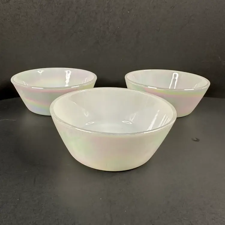 Vintage Set of 3 Federal Glass Moonglow Iridescent Pearl 5" Cereal Bowls
