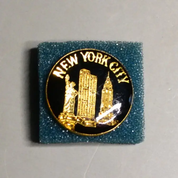Vintage Gold Tone Pin New York City Display Case Clothing Decor Collectible