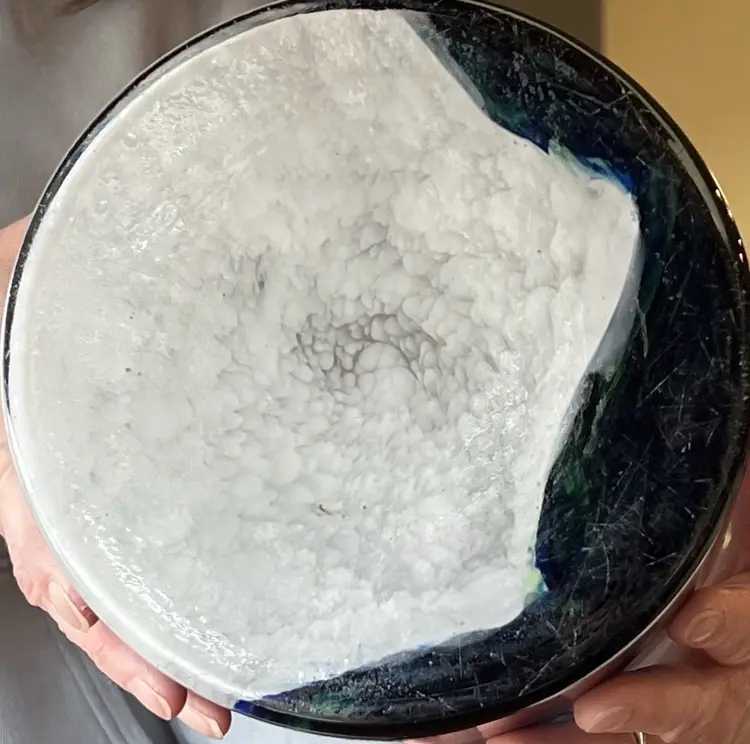 Vetreria Barbieri Empoli Italy Cased Art Glass Floor Vase Hand Blown 17” Blue & Green