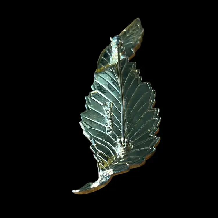 12. Sarah Coventry Gold-Tone Leaf Brooch Rhinestones Vintage 3" Classic Retro