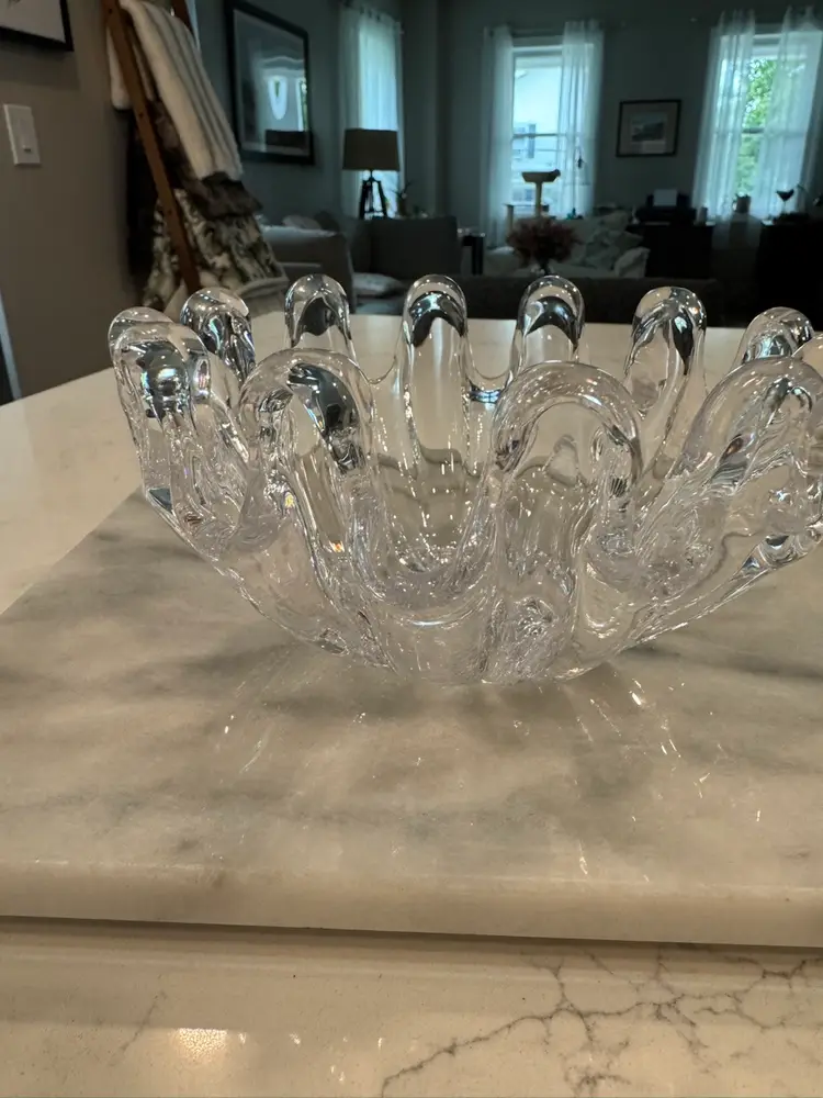 Murano Style Clear Glass Center Piece Bowl