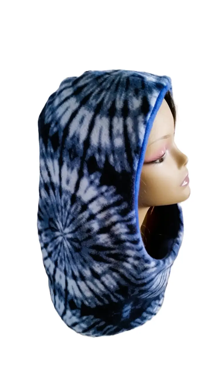 Blue Tie Dye Fleece Hood