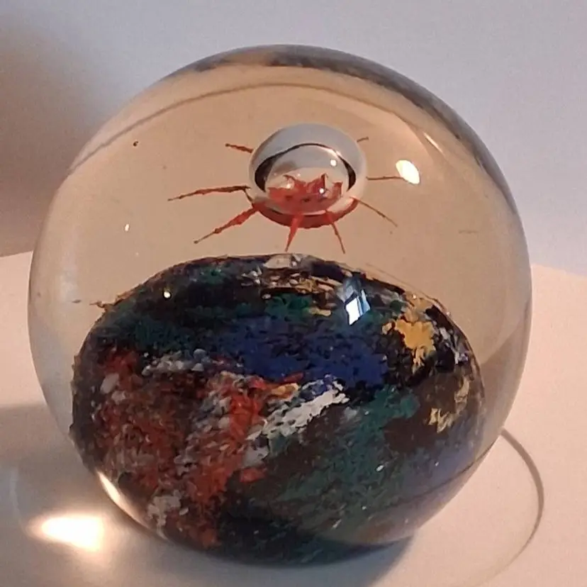 Vintage Art Glass Multi-Color Air-Trap Jellyfish(?), Spider(?) Magnum Paperweight