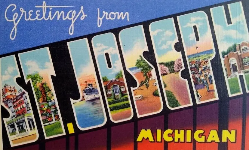 Greetings From St Joseph Michigan Large Big Letter City Postcard Linen Unused