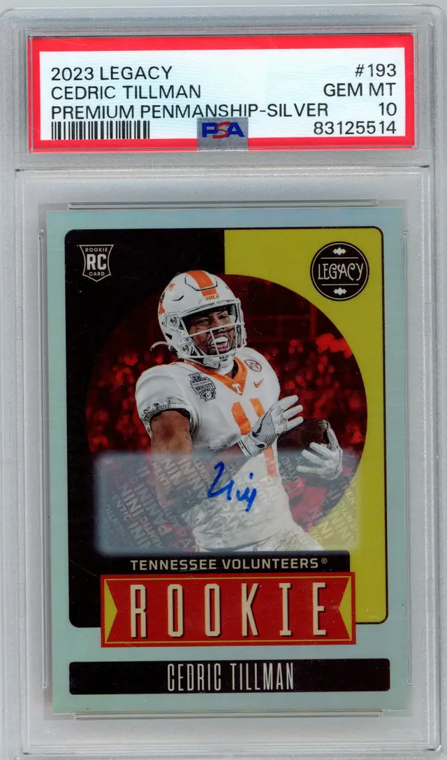 2023 Legacy CEDRIC TILLMAN RC Rookie Silver Auto #193 TENNESSEE PSA 10 GEM MT