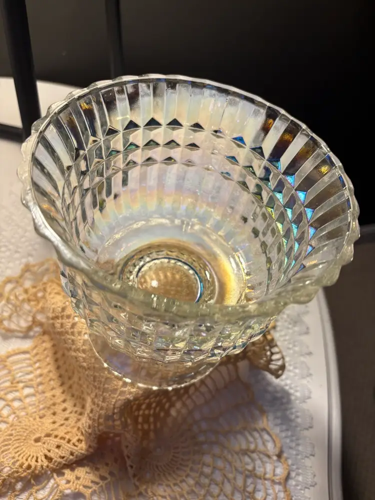 Vintage Iridescent Pedestal Bowl