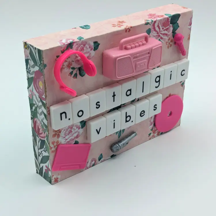Nostalgic Vibes Pink Floral Retro Block Art