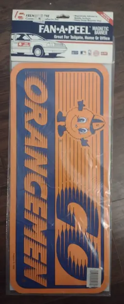 Vintage large Syracuse Orangemen Fan A Peel magnetic banner