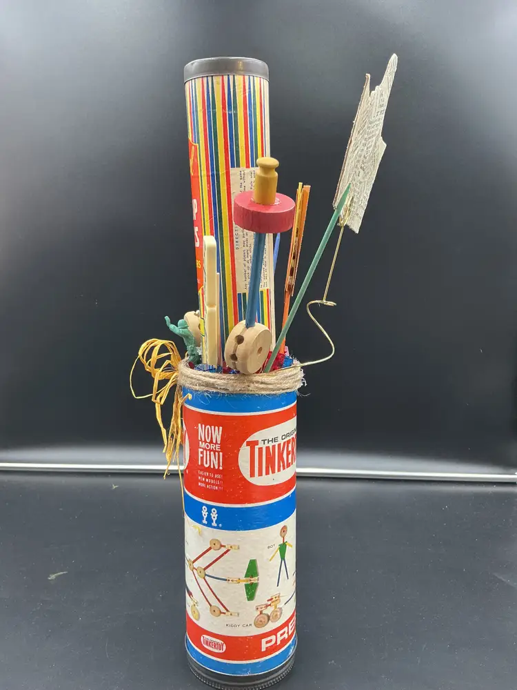 Tinkertoy Fun and Games Assemblage/vingette. Display year round.