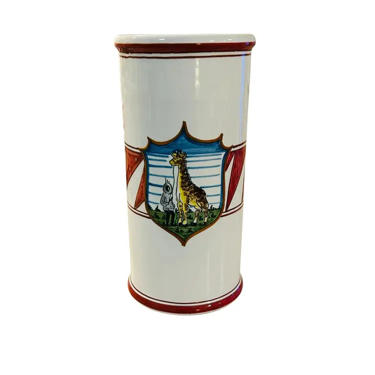 Fratelli Mari Deruta Giraffa Utensil Holder or Wine Chiller Hand Painted Giraffe