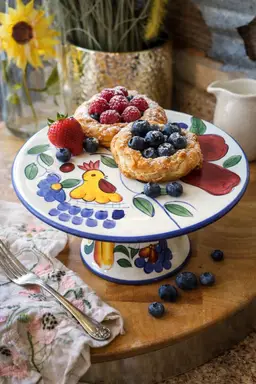 Style Eyes Hand Painted Rooster Pedestal 7”