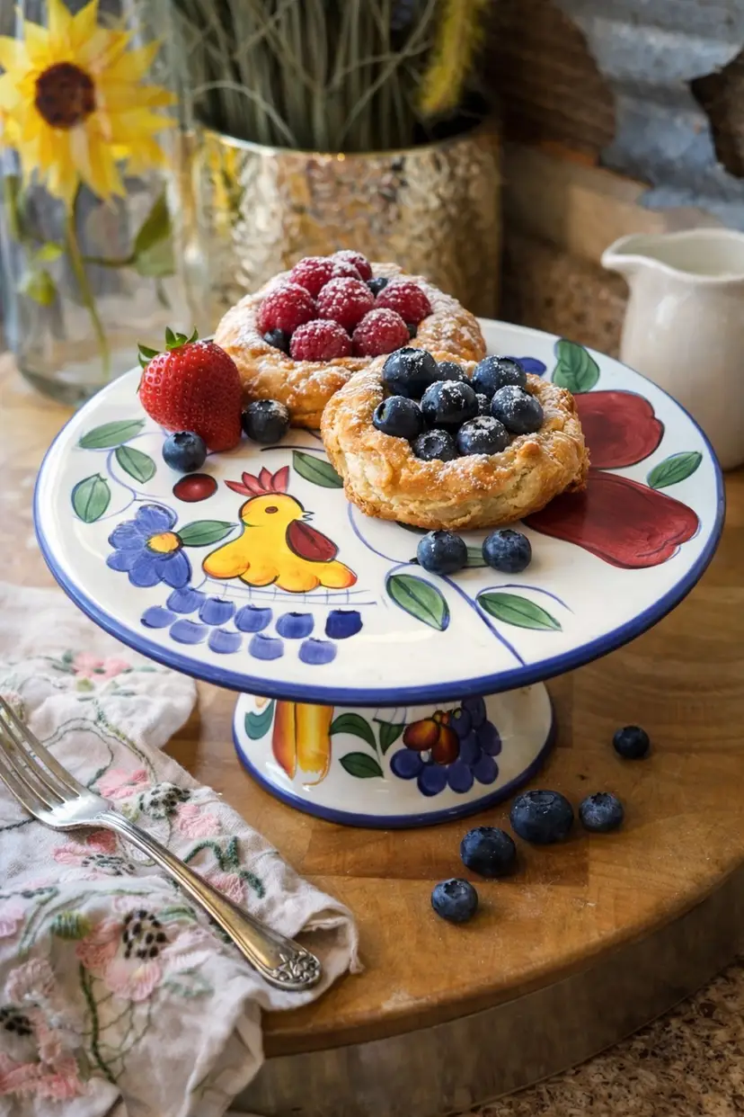 Style Eyes Hand Painted Rooster Pedestal 7”