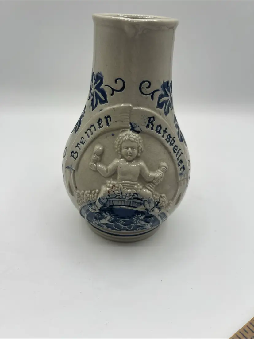 Vintage Bremer Ratskeller .5L Schoppen Stoneware Wine Carafe, Decanter, German