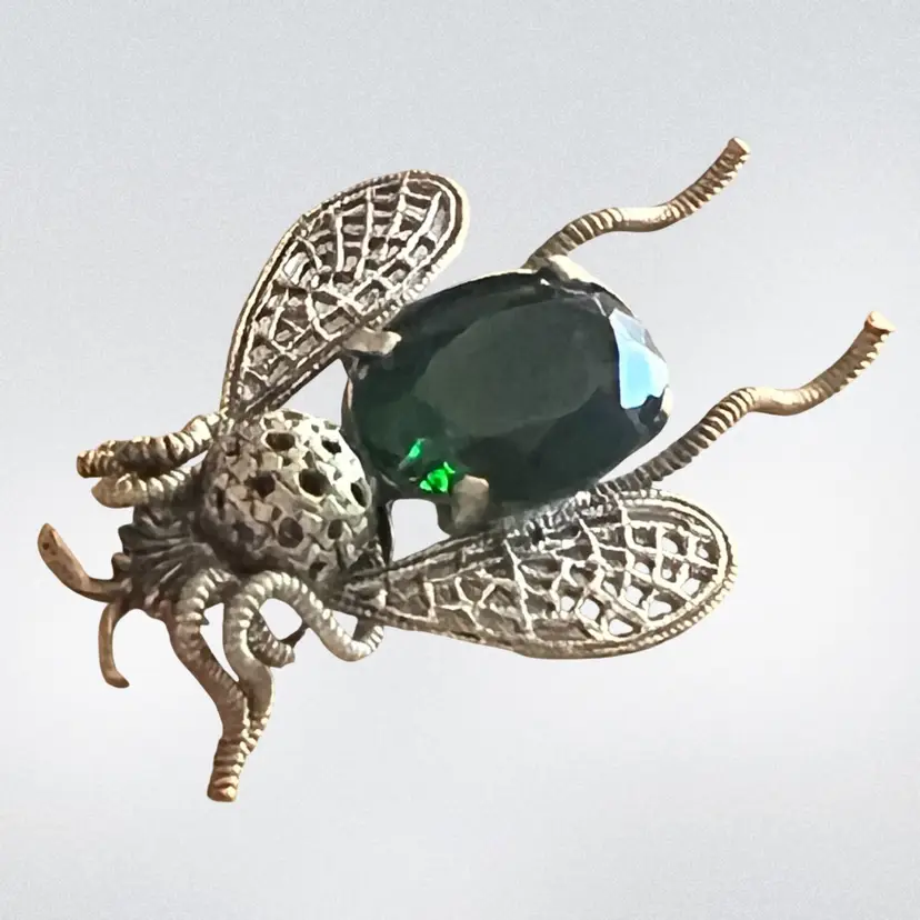 Czech Glass Vintage Bee Brooch Pin 1.6” x 1”