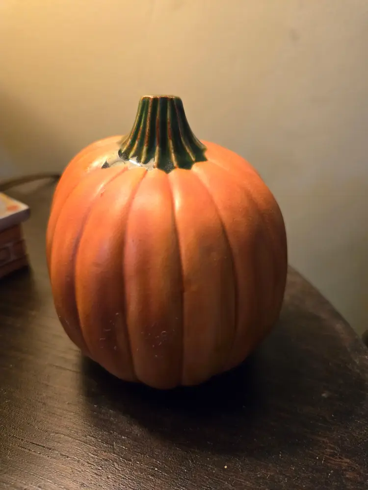 So Cute! Vintage Anthropomorphic Hand Painted and signed Halloween Pumpkin/Jack O' Lantern Big Eyes and Chubby Cheeks! .