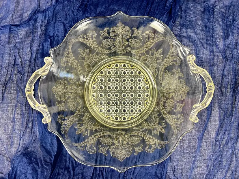Pressed Glass Serving Bowl with Handles