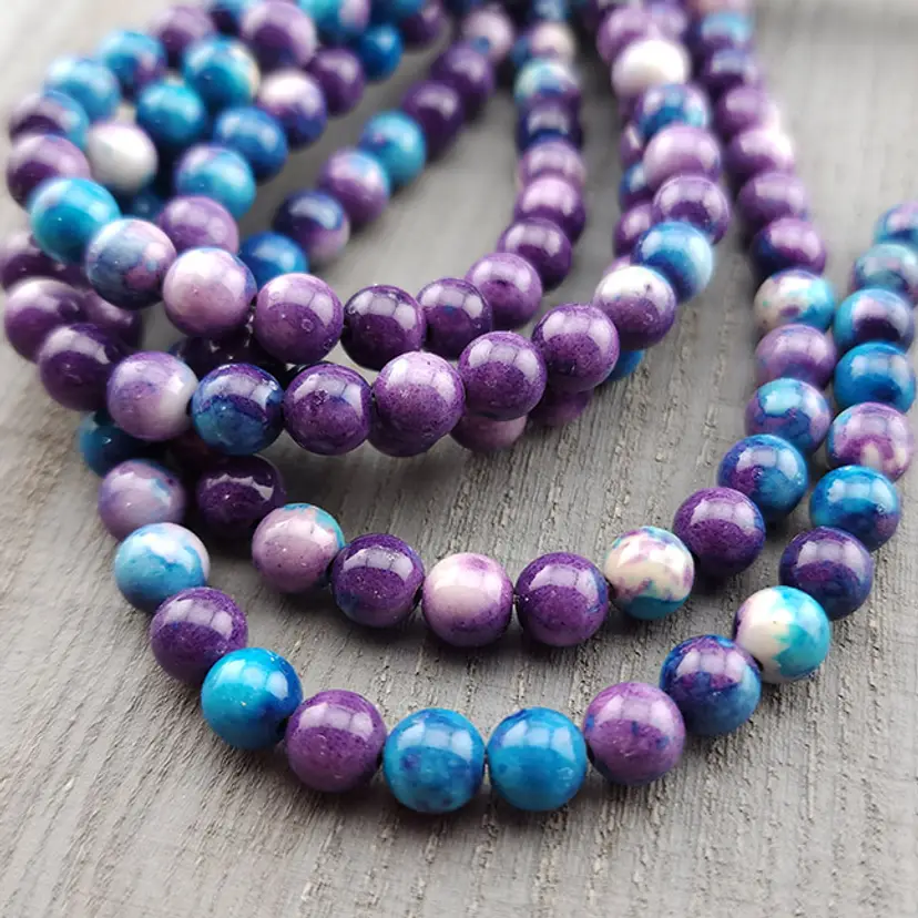 60pcs 6MM Composite Stone Beads, purple & blue #BC130