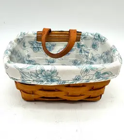 Vintage Longaberger Basket Cottage Trellis Blue White Floral Liner Signed READ