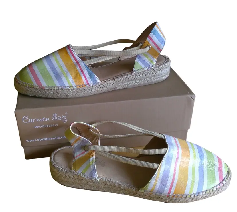 CARMEN SAIZ Sandals Jute Footwear Aukena Multi Size US 10.5/EU 41 Super Cute