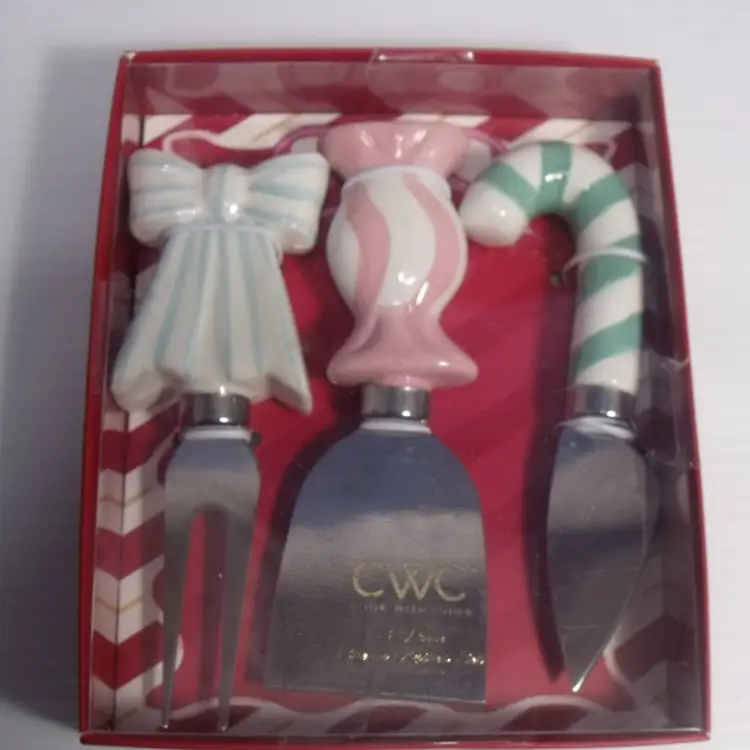 Cook With Color 3-Piece Holiday Cheese Knife Set New