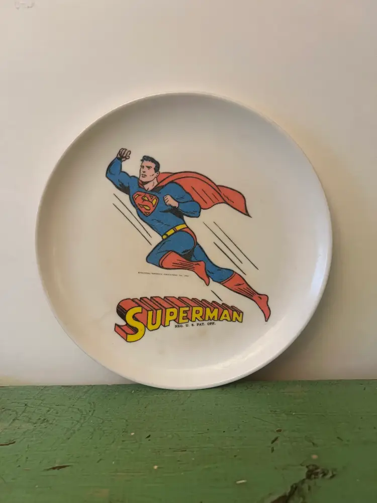 Melmac Superman Man Of Steel Plate 8” Dinnerware Boonton Holding Co 1966 Vintage