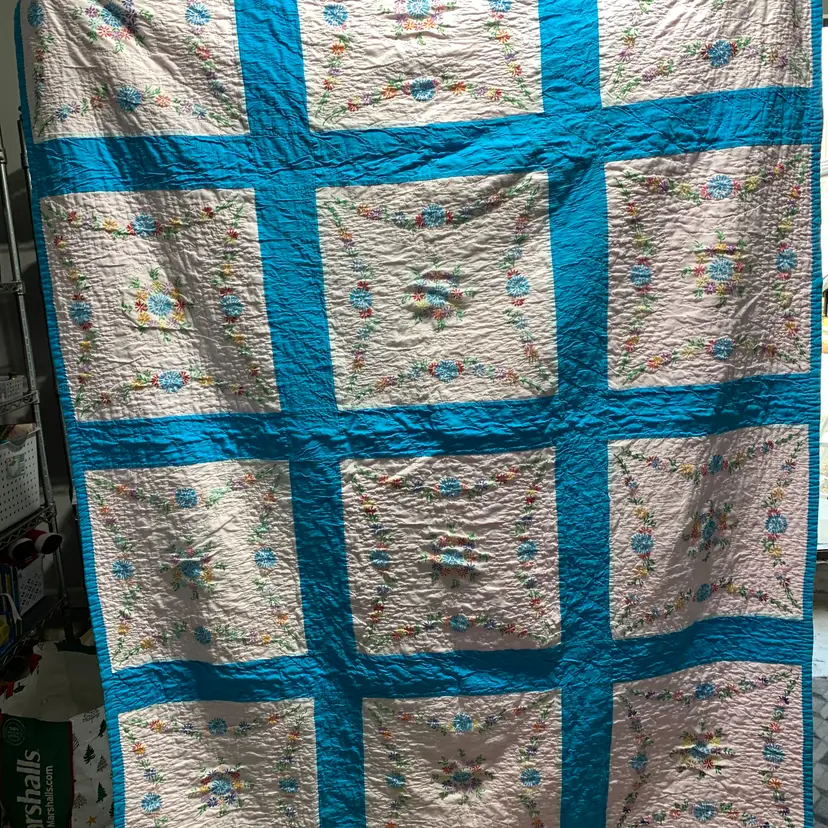 Floral Embroidered Quilt