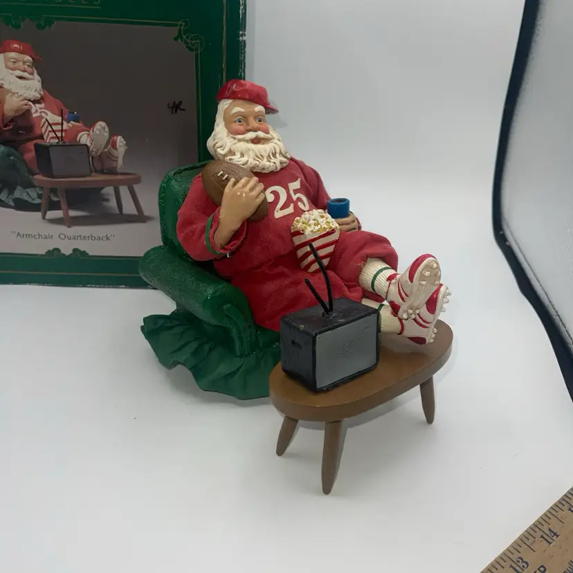Kurt Adler Fabriche Santa Claus Christmas "Arm Chair Quarterback" 9" W/ Box