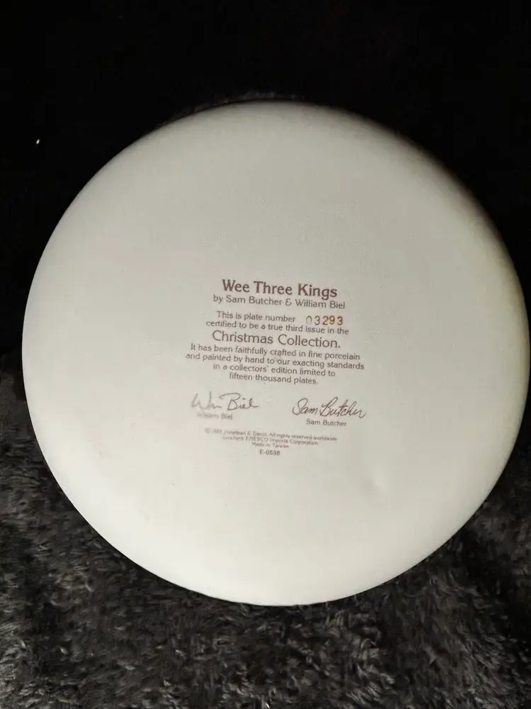 PRECIOUS MOMENTS Limited Edition Christmas Plate "WEE THREE KINGS" #03293