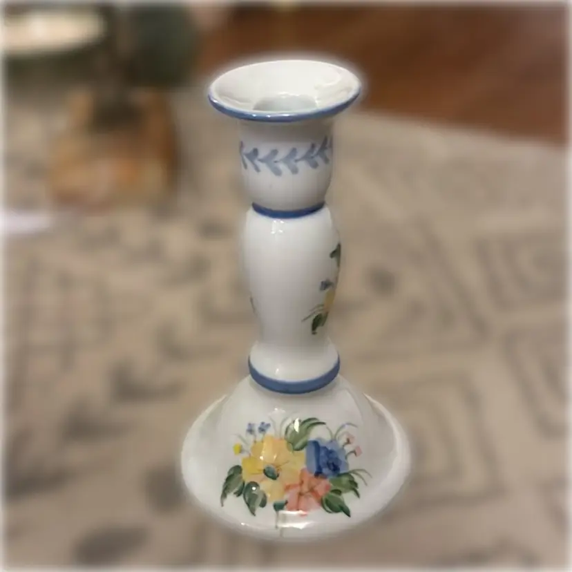 Hand-Painted Flower Porcelain Candle Holder - Andrea by Sadek Candle Holder