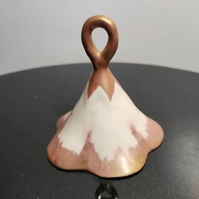 Vintage Hand Crafted Gayet Pottery Bell, Mid Century, Hand Painted, Dusty Rose