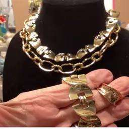 Gold Set Necklace 1 Chaps Signed And Earrings And Bracelet Set