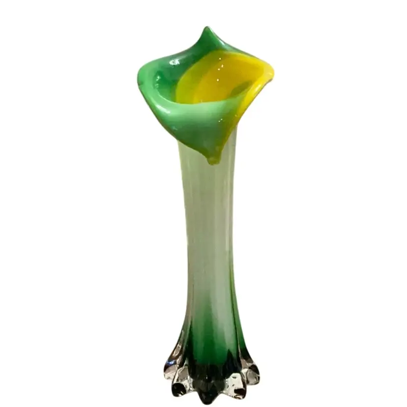 Pier One Vintage MCM Jack-In-The-Pulpit Art Glass Vase 12” X 5”