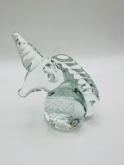 Vintage Clear Unicorn Paperweight 1970 Irving W. Rice Company