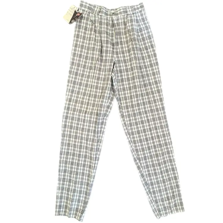 Vintage Mexx Women’s Pants High Waist Pleated Plaid Trousers Size 28/29 NWT