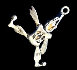Vintage Sterling Silver Articulated Charm Pendant Clown Scarecrow 1” x 1/2” - Tested 3x