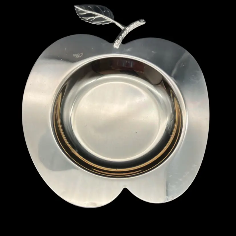 BIN - Vintage Brass Apple Trinket Dish, Ring Holder, Key Holder 6”