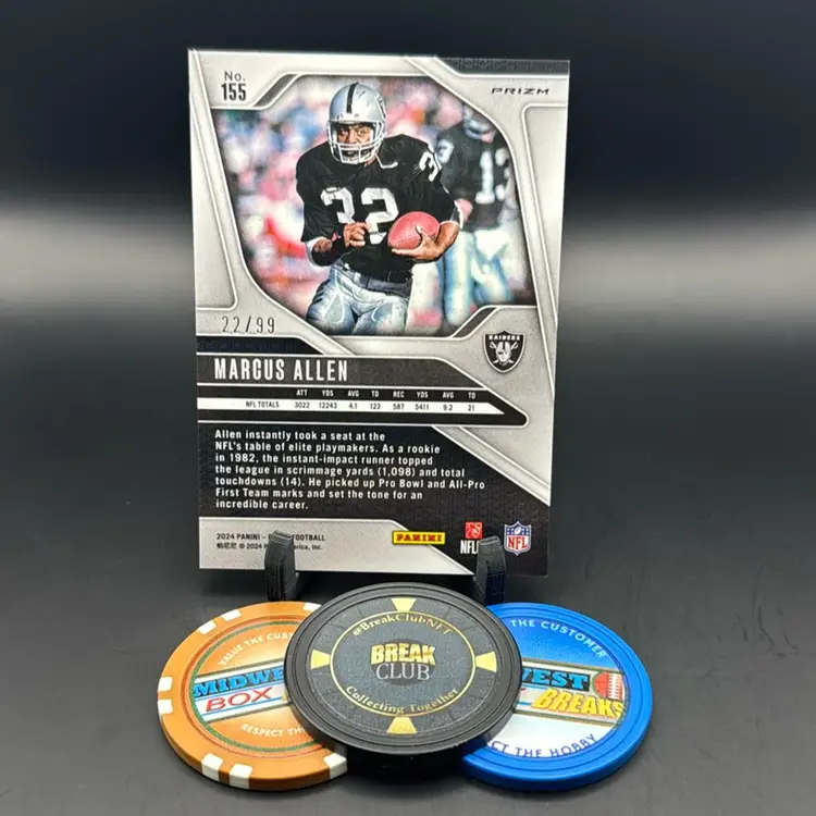 Marcus Allen No Huddle Blue Disco Prizm 22/99 2024 Prizm Las Vegas Raiders