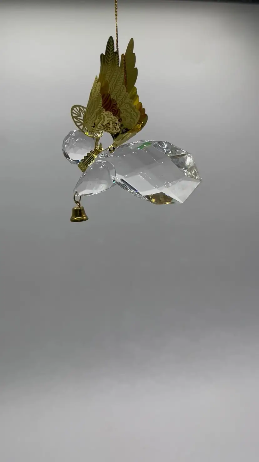 Crystal Look (acrylic) Angel Christmas Ornament Gold Made Taiwan Vintage