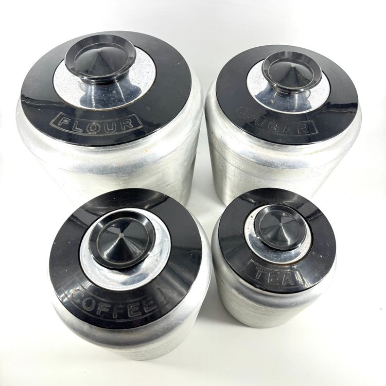 Set 4 Kromex Spun Aluminum Canisters