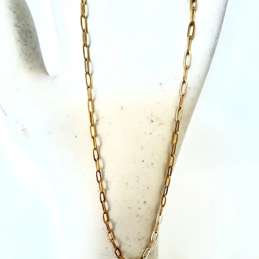 18K Gold PVD Coated Stainless 4 MM Paper-Clip Chain Necklace #102