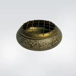 BANGER ‼️ Vintage Etched Brass Flower Frog Bowl/ Incense Burner With Metal Screen