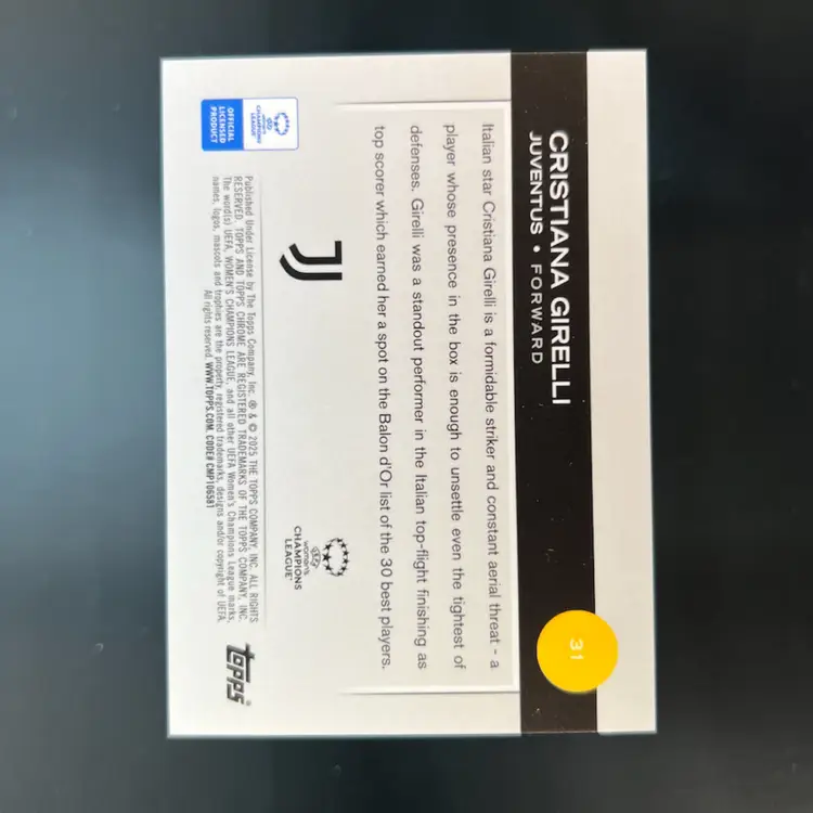 Cristiana Girelli 2024/25 Topps Chrome UWCL Sapphire Red /5 Soccer Card