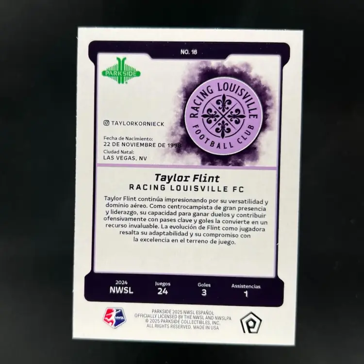Taylor Flint 2025 Parkside En Espanol Silver Border /100  Soccer Card