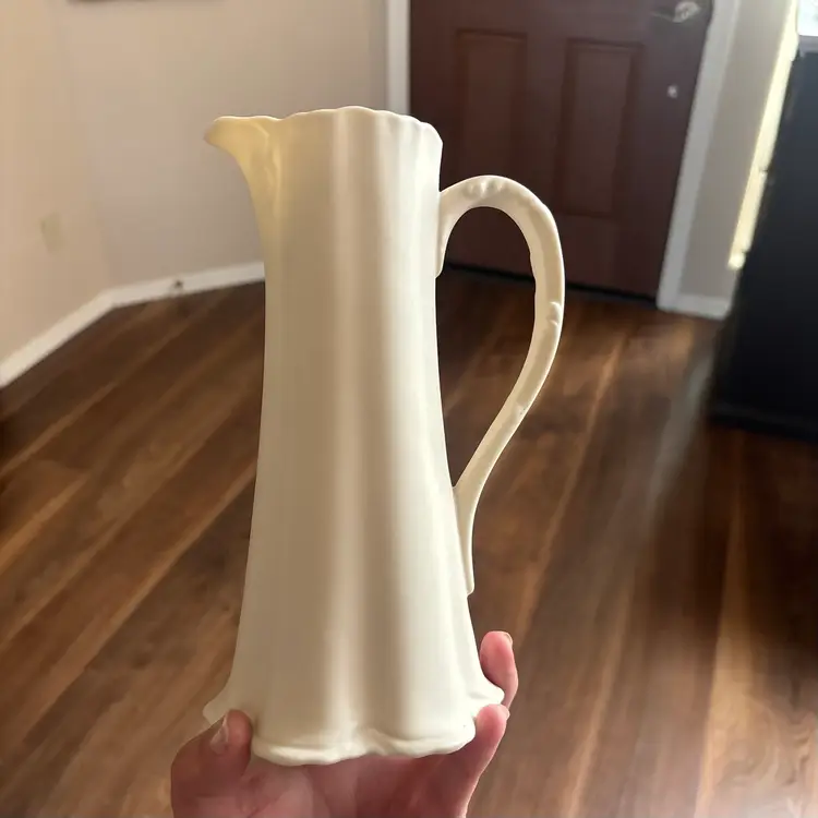 Vintage Bisque Unglazed Scalloped Pitcher