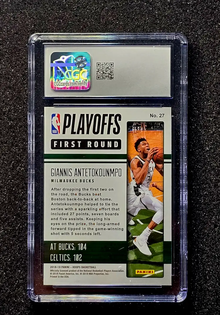 2018-19 Panini Hoops Giannis Antetokounmpo Road to the Finals #/2018 CGC 10