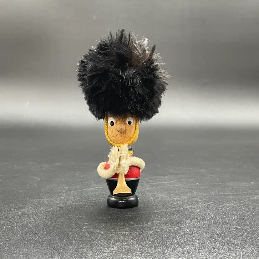 Kurt Adler Wooden Toy Band Musician Soldier Fur Hat Christmas Figurine