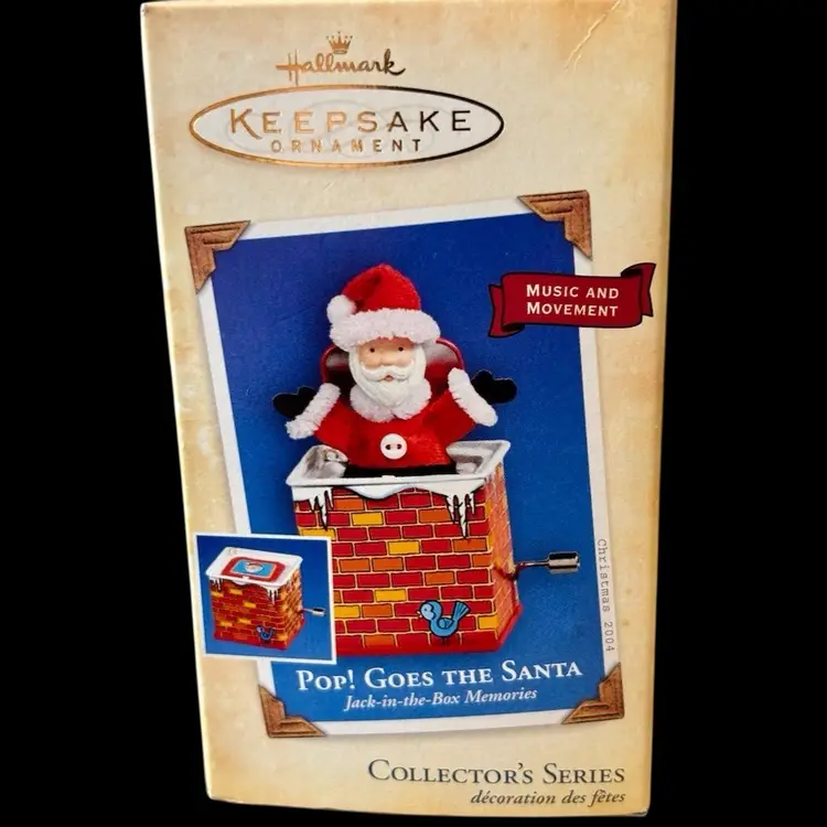 2004 Hallmark Keepsake Ornament Pop! Goes The Santa Jack-in-the-Box New In Box Never Used Actually Works!