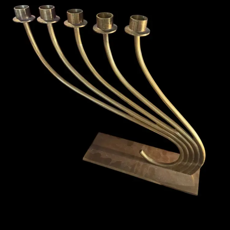 Pair Of Vintage Dolbi Cashier Brass Candle Holders