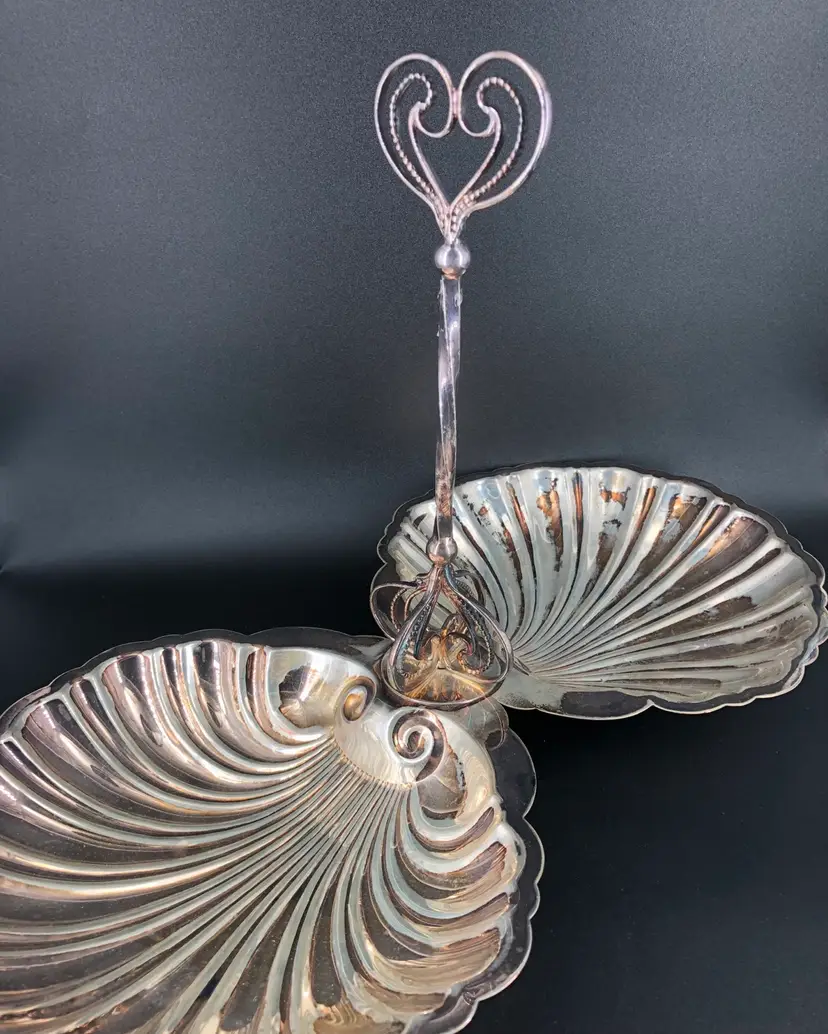 Vintage Ed San Giovanni Silver Plated Double Shell Handled Serving Dish